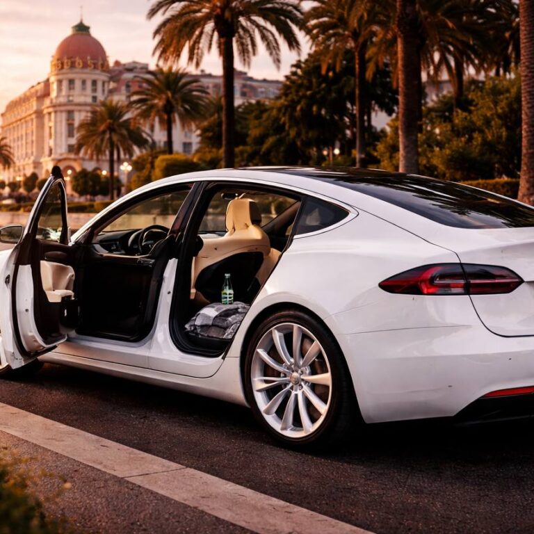 Transfert aéroport Nice Tesla chauffeur privé rapide