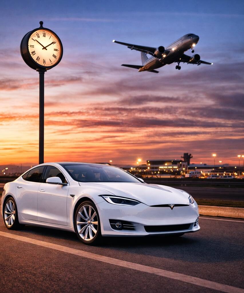Chauffeur privé Nice en Tesla service premium sur la Promenade des Anglais